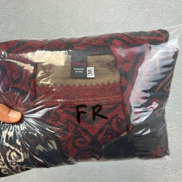 Tey-Art Peruvian Hand Made Alpaca Floral Intarsia Cardigan size M - Picture 9 of 9